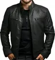 Men's Genuine Leather Zipper Jacket - 1