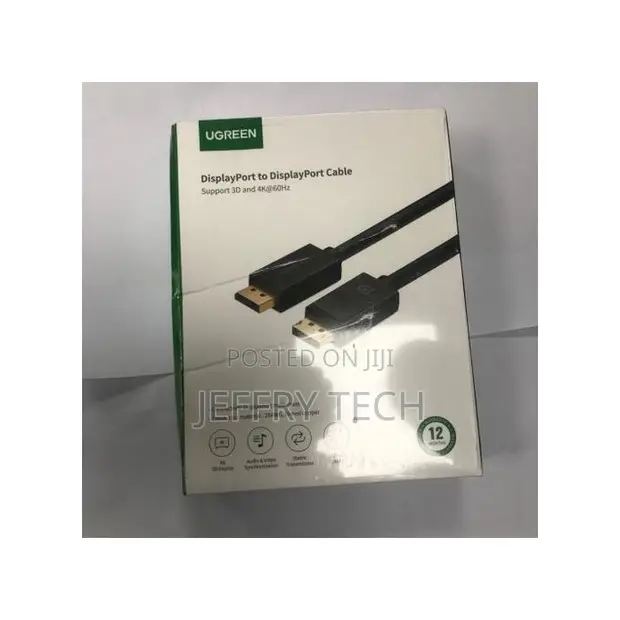 Ugreen DP Male to Male Cable 2m - Black - 1