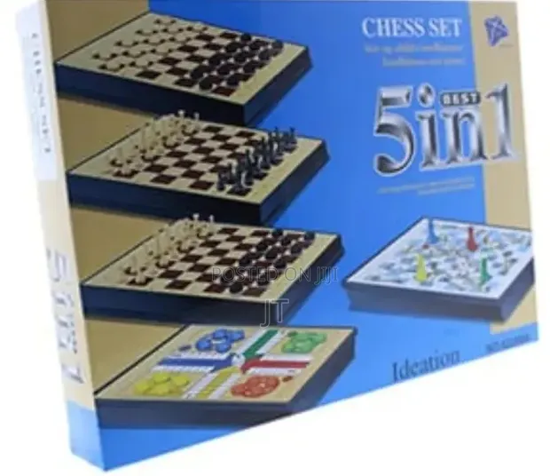 5-in-1 Chess, Ludo, Snakes & Ladders, Checkers Set - 1