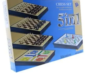 5-in-1 Chess, Ludo, Snakes & Ladders, Checkers Set