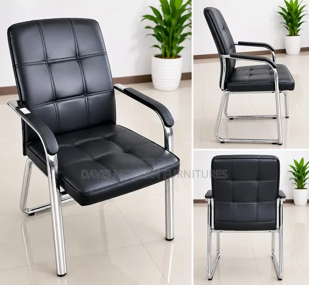 Leatherette Visitors Chair - Black - 1