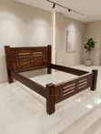 5ft x 6ft Solid Wood Bed Frame with Geometric Carvings - 1