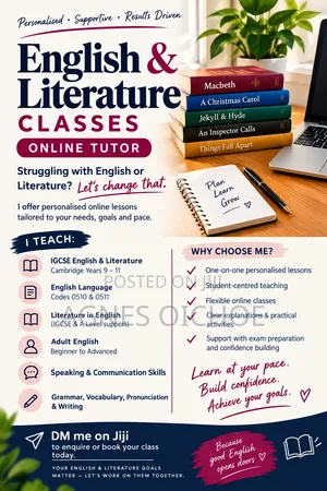 Mkufunzi wa Kiingereza na Fasihi Online (IGCSE & Watu Wazima)