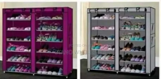Grey Double Shoe Rack - 1