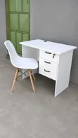Compact Office Desk with 3 Drawers & Eames Chair Set - 2