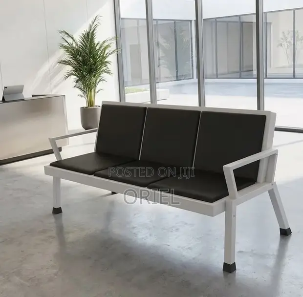 3 Seater Office Waiting Bench - Black - 1