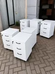 Mobile Office Drawers - 3-Drawer Pedestal na Lock & Wheels - Nyeupe - 2