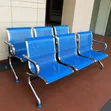 3-Seater Airport Waiting Bench - Metali Bluu Iliyotobolewa - 1