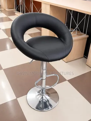Modern Bar Stool - Black PU Leather