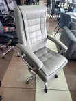 Executive Low-Back Office Chair - Light Grey PU Leather - 1