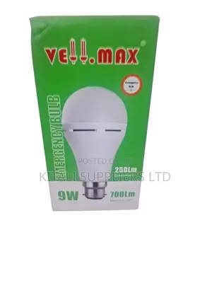 Vellmax 9W Rechargeable Emergency LED Bulb - 700Lm B22