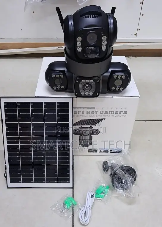 V380 Pro 3-Lens Solar Security Camera - WiFi PTZ Night Vision - 1