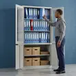Double-Door Office Storage Cabinet - White Steel - 4