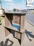 Reception Office Desk - Walnut Brown with 3 Drawers - 1