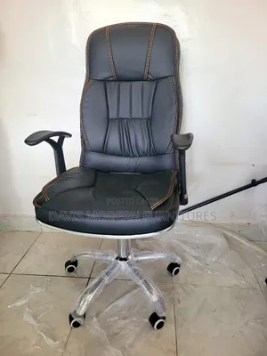 Executive High-Back Office Chair - Black Leather