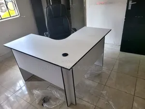 Modern White Office Desk with Executive Chair Combo