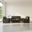 5-Seater Leather Sofa Set with Mahogany Armrest - 5