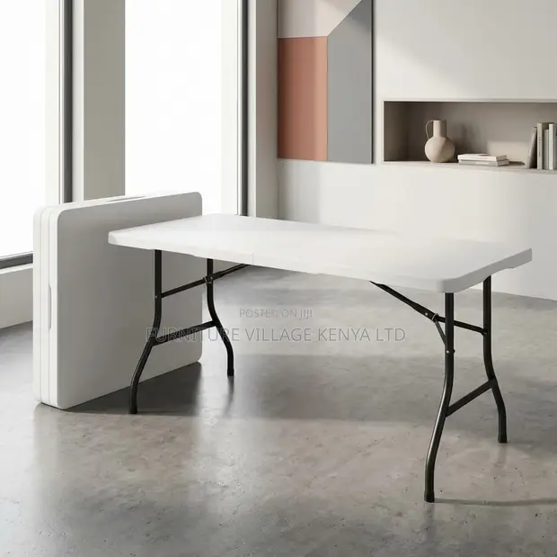 1.8m Foldable Outdoor Table - Plastic Top, Metal Frame - 1