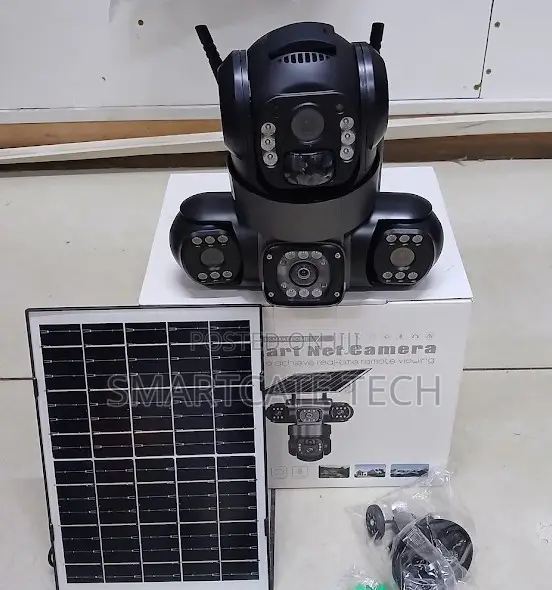 V380 Pro Triple Lens Solar CCTV Camera - 360° WiFi Usalama Nje - 1