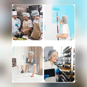 Professional Disposable Hair Nets - Blue & White
