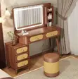 Modern Brown Dressing Table with LED Lights - 2
