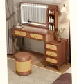 Modern Brown Dressing Table with LED Lights - 5
