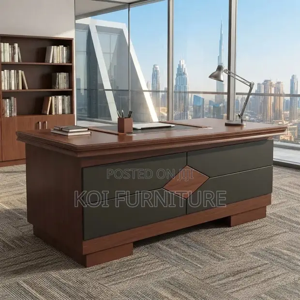 Mahogany Executive Modern Lockable Office Desk (1400mm) - 1