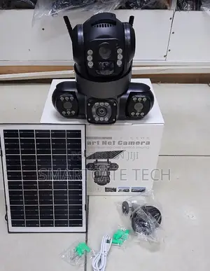 V380 Pro Solar Triple Camera - 360° PTZ, Night Vision Siren