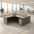Two-User Round Office Workstation - Brown - 1