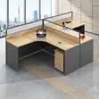 Two-User Round Office Workstation - Brown - 2