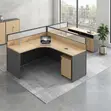 Two-User Round Office Workstation - Brown - 5