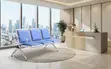Three-Seater Metallic Leather Blue Reception Bench - 2