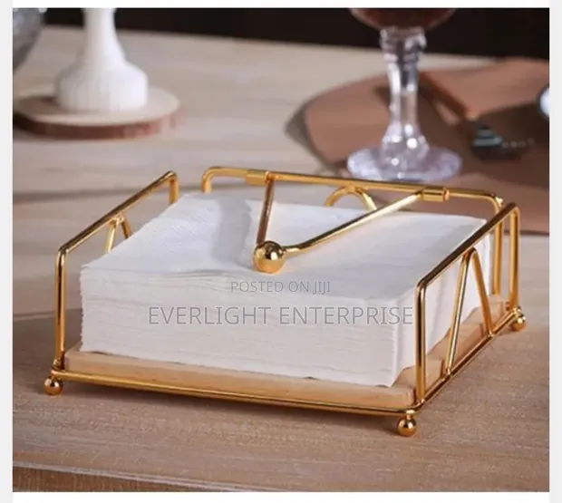 Metal Napkin Holder with Bamboo Base - 1