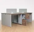 4-Way Brown Modern Imported Office Workstation Desk - 2