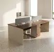 4-Way Brown Modern Imported Office Workstation Desk - 4