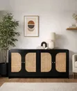 Black Rattan Sideboard (4 Doors) - 2