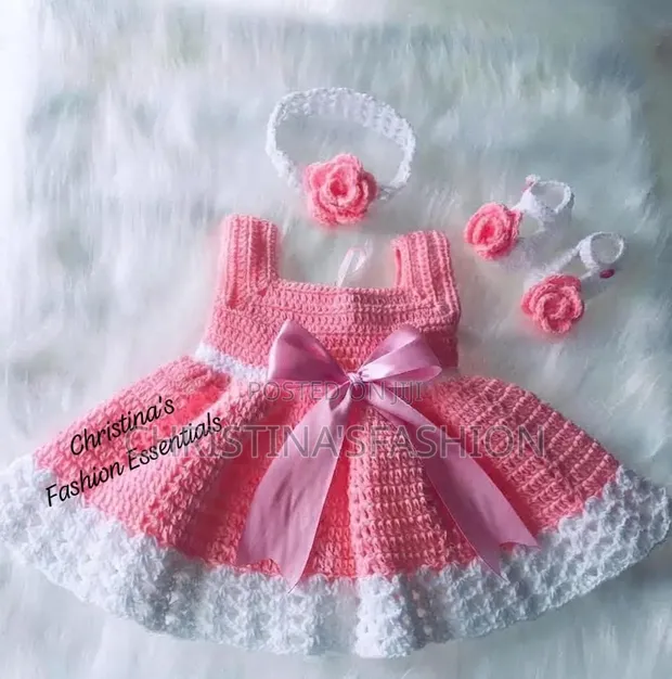 Brand New Newborn Crochet Dress Outfit - 1