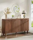 Modern Walnut Storage Cabinet with 3 Doors - 1