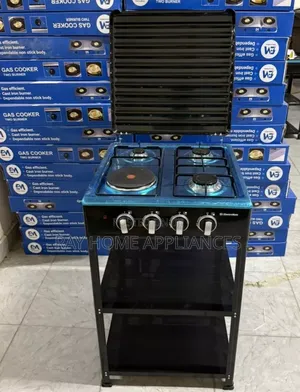 3 Gas + 1 Electric Plate Cooker with Shelves