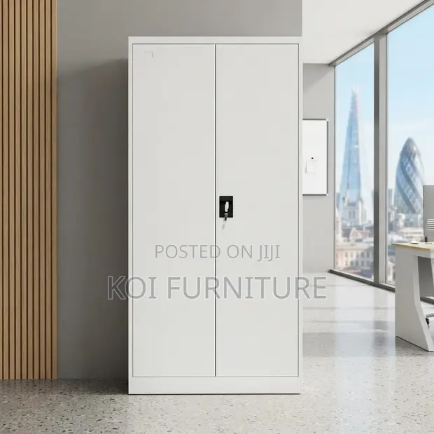 Executive Grey Stainless Steel Office Cabinet - 2 Doors - 1