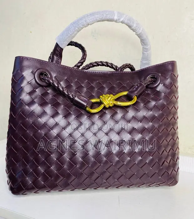 Burgundy Leather Tote Bag - 1
