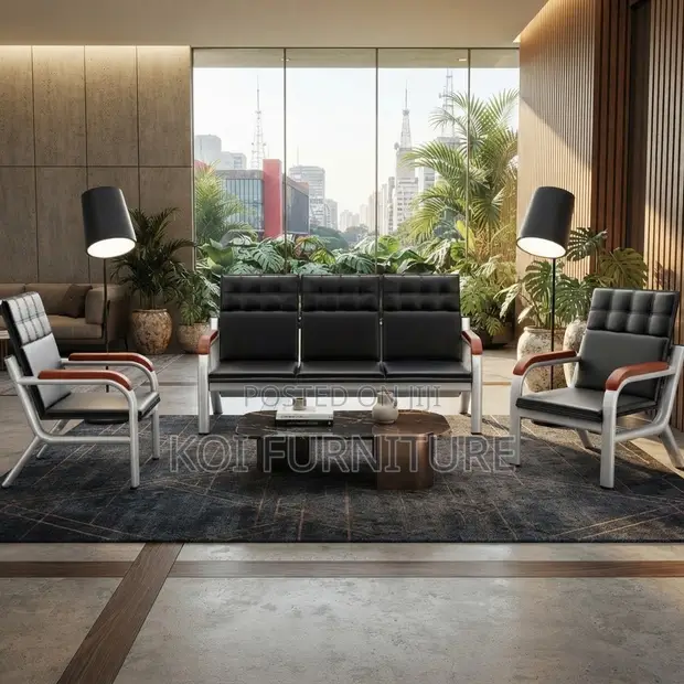 Executive 5-Seater Leather Sofa Set Bench - 1