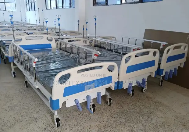 High-Quality Hospital Bed (3 Cranks) with Mattress - 1