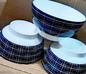 Set of 6 Blue Floral Ceramic Bowls