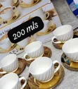 6-Piece White & Gold Cup & Saucer Set - 1