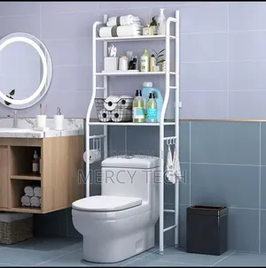 Over-the-Toilet Storage Rack - White Metal