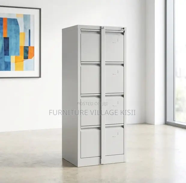 4-Drawer Office Storage Cabinet with Bar - White - 1