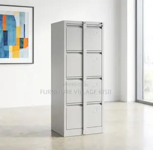 4-Drawer Office Storage Cabinet with Bar - White