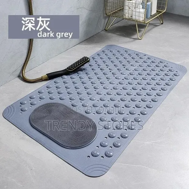 Non-Skid Bath Mat with Foot Scrub Pad (45x60cm) - 1