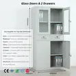 2-Door Metallic Cabinet with Drawers - White - 1